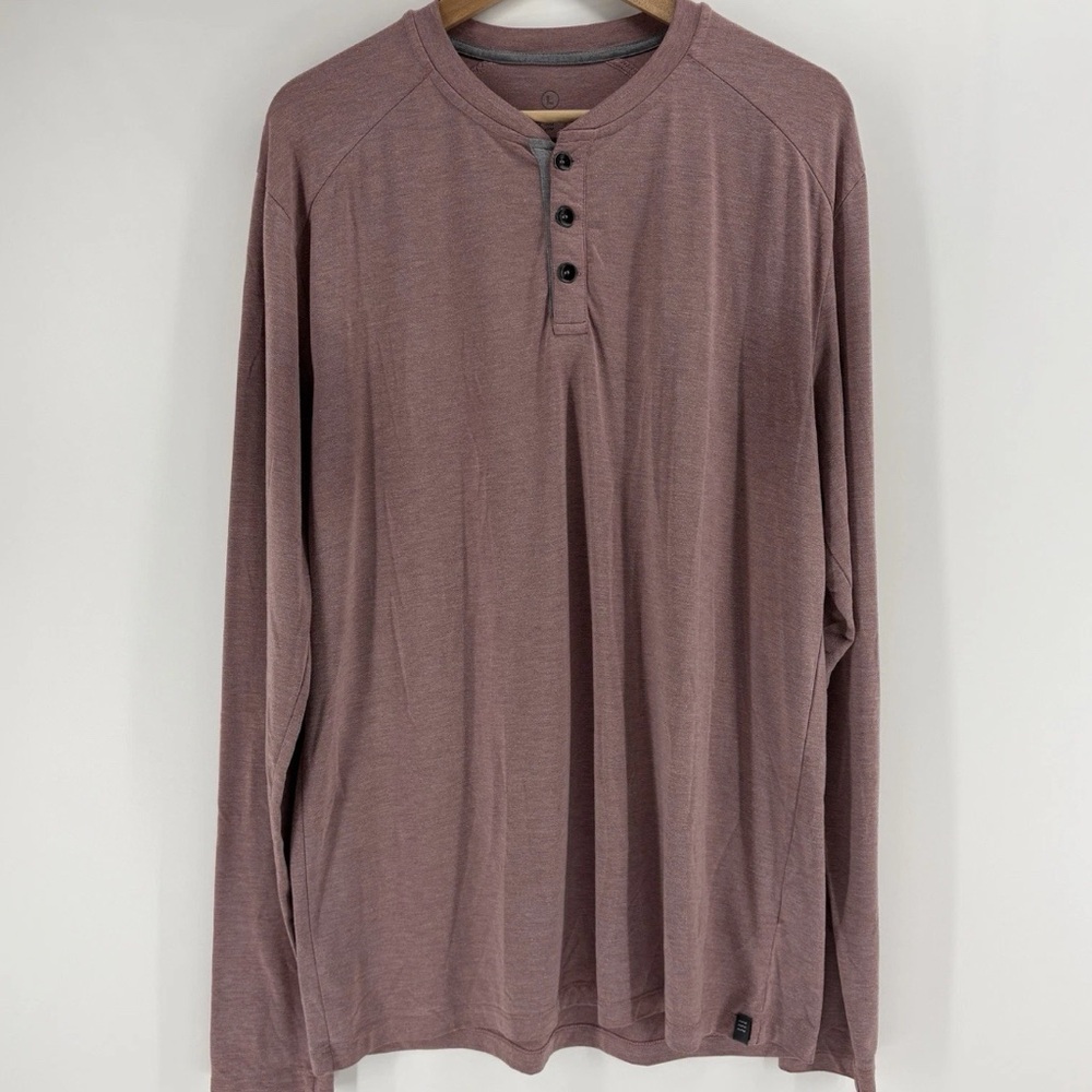Free Fly Red Performance Bamboo Henley Long Sleeve Shirt Mens Size L